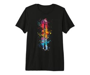 Clarinette Artistique colorée Pop Art Peinte T-Shirt Haut de Gamme