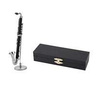 Clarinette basse miniature, Clarinette basse miniature avec support et étui Mini Instruments de musique Ornements Décor AffichageFigurines
