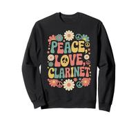Clarinettiste rétro années 60 70 hippie Peace Love Clarinette Sweatshirt