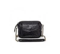 Claris Virot - Sac Bandoulière Python Noir avec Chaîne Argentée - Femme - Sacs - Noir - Taille: ONE Size