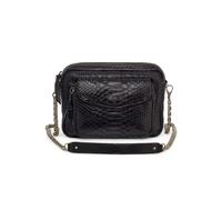 Claris Virot - Sac bandoulière python noir avec chaîne argentée - Femme - Sacs - Noir - Taille: ONE Size