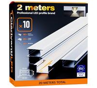 ClarivantiLED 2m×10 Profilé Aluminium LED Rail avec Diffuseur Goulotte et Profile Alu pour Ruban LED Profilé en U pour Installation Facile Support LED Couvercle Blanc Embouts et Clips Montage