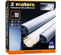 ClarivantiLED 2m×10 Profilé Aluminium Profile Alu pour Ruban LED Diffuseur Goulotte LED Profilé 45° Support LED Étanche Cache Corniche Plinthe Profilé Aluminium Profile Angle