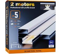 ClarivantiLED 2m×5 Profilé Aluminium LED Rail avec Diffuseur Goulotte et Profile Alu pour Ruban LED Profilé en U pour Installation Facile Support LED Couvercle Blanc Embouts et Clips Montage