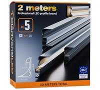 ClarivantiLED 2m×5 Profilé Aluminium LED Rail avec Diffuseur Goulotte et Profile Alu pour Ruban LED Profilé en U pour Installation Facile Support LED Couvercle Blanc Embouts et Clips Montage