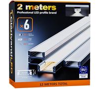 ClarivantiLED 2m×6 Profilé Aluminium LED Rail avec Diffuseur Goulotte et Profile Alu pour Ruban LED Profilé en U pour Installation Facile Support LED Couvercle Blanc Embouts et Clips Montage