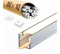 ClarivantiLED 5×Profilé LED 2m (10m) - Rail aluminium avec diffuseur, compatible avec ruban LED jusqu’à 15mm - Idéal pour escaliers, sols et couloirs (SP33, 10 pièces (20 m au total))