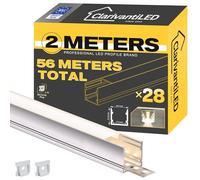 ClarivantiLED Profilé LED en forme de U 2 m x 28 pièces (56 m), rail en aluminium anodisé, canal pour bandes jusqu'à 15 mm, diffuseur pour une répartition uniforme de la lumière (SP33)