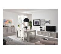 CLARK - Ensemble Salon Séjour Effet Marbre Meuble TV + Buffet + Table 190cm -