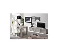 CLARK - Ensemble Salon Séjour Effet Marbre Meuble TV + Table 160cm - Altobuy Gris