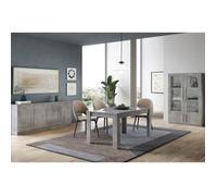 CLARK - Ensemble Séjour Complet Effet Marbre Table 190cm + Buffet + Vitrine avec Leds - Altobuy Gris