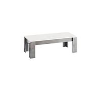 CLARK - Table Basse Rectangulaire L126cm Laquée Blanc et Marbre