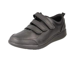 Clarks 261429046 garçon Sneakers Basses, Noir (Black Leather Black Leather), 30 EU