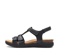 Clarks Sandales plates April Cove pour femme, cuir noir, 39.5 EU