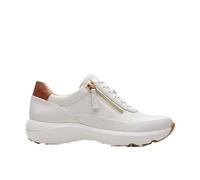 Clarks Baskets à fermeture éclair Tivoli pour femme, Cuir blanc cassé, 8.5 Wide