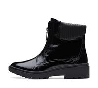 Clarks Bottes Calla ZipFashion pour femme, Synthétique verni froissé noir, 39 EU