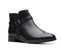 Clarks Bottines Chelsea Trish Strap pour femme, Cuir noir, 37.5 EU
