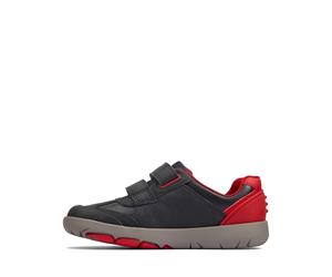 CLARKS - Boys Shoes K Rex Play Kids Navy/Red Leather - Navy/Red Leather - 10 UK / 28 EU - F (Standard)