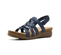 Clarks Calenne Gracie pour femme, Cuir enduit bleu marine, 12 Wide