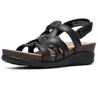 Clarks Calenne Gracie pour femme, Cuir enduit combi noir, 6 Wide