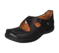 Clarks Chaussures Décontractées Plates Cuir à Boucle Pour Femmes, Noir