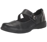 Clarks Chaussures Plates Carleigh Mary Jane pour Femme, Cuir Noir, 43 EU