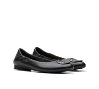 Clarks Chaussures Plates Loreleigh AveBallet pour Femme, Cuir Noir, 39.5 EU