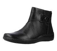 Clarks Cora Tropic Bottines en cuir métallique pour femme, Noir, 37 EU