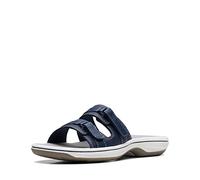 Clarks Femme Breeze Piper Sandale Glissante, 10,11,12,5,6,7,8,9 M Womens Adult, Bleu Marine Synthétique, 40 EU