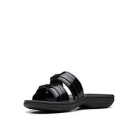 Clarks Femme Breeze Piper Sandale Glissante, Noir Verni, 44 EU