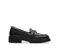 Clarks Eris Edge Youth Mocassins en cuir noir à enfiler pour filles