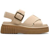 Clarks, EVAMAR Wish Suede Sandales en cuir compensé Mode Casual Fashion, Beige écru, 39 EU