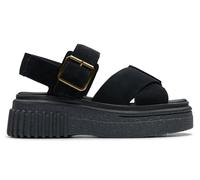 Clarks, EVAMAR Wish Suede Sandales en cuir compensé Mode Casual Fashion, Total Black, 37 EU