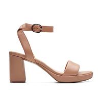 Clarks Femme Ambyrlyn Bay Sandale à Talon, Cuir Beige Chaud, 43 EU Large