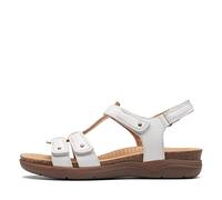 Clarks Femme April Cove Sandale Plate, Cuir Blanc, 43 EU