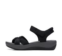 Clarks Femme Arla Shore Sandale Plate, Tissu Noir, 39 EU
