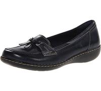 Clarks Femme Ashland Bubble Mocassins à Enfiler, Cuir Bleu Marine, 41 EU Étroit