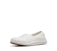 Clarks Femme Breeze Emily Mocassin, Matière synthétique Blanche, 44 EU