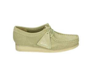 Clarks, Femme, Chaussures, Beige, Taille: 37 EU Baskets Basse en Daim Vert Wallabee