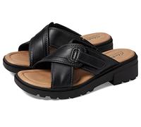 Clarks Femme Coast Cross Sandales Claquettes, Cuir Noir, 41 EU