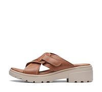 Clarks Femme Coast Cross Sandales Claquettes, Marron Clair/Cuir, 37 EU