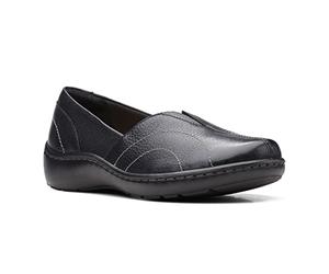 Clarks Femme Cora Meadow Mocassin, Cuir Noir, 38 EU
