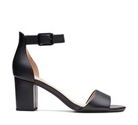Clarks Femme Deva Mae Escarpins bride cheville, Noir Black Leather, 37.5 EU