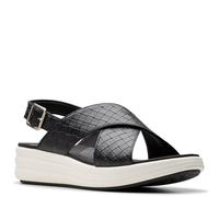 Clarks Femme Drift Sun Sandale cale, Synthétique tissé Noir, 38.5 EU