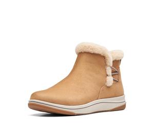 Clarks Femme Fourrure Breeze Bottine, Tissu Marron Clair, 41.5 EU Large