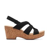 Clarks Femme Giselle Beach Sandale, Noir/Nubuck, 39.5 EU