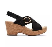 Clarks Femme Giselle Dove Sandale cale, Noir/Nubuck, 40 EU