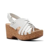 Clarks Femme Giselle Ivy Sandale cale, Cuir Blanc, 39.5 EU