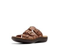 Clarks Femme Laurieann Ruby Sandale Plate, Marron Clair/Cuir, 44.5 EU Étroit