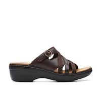 Clarks Femme Merliah Holly Sandale Glissante, Cuir Brun foncé, 43 EU